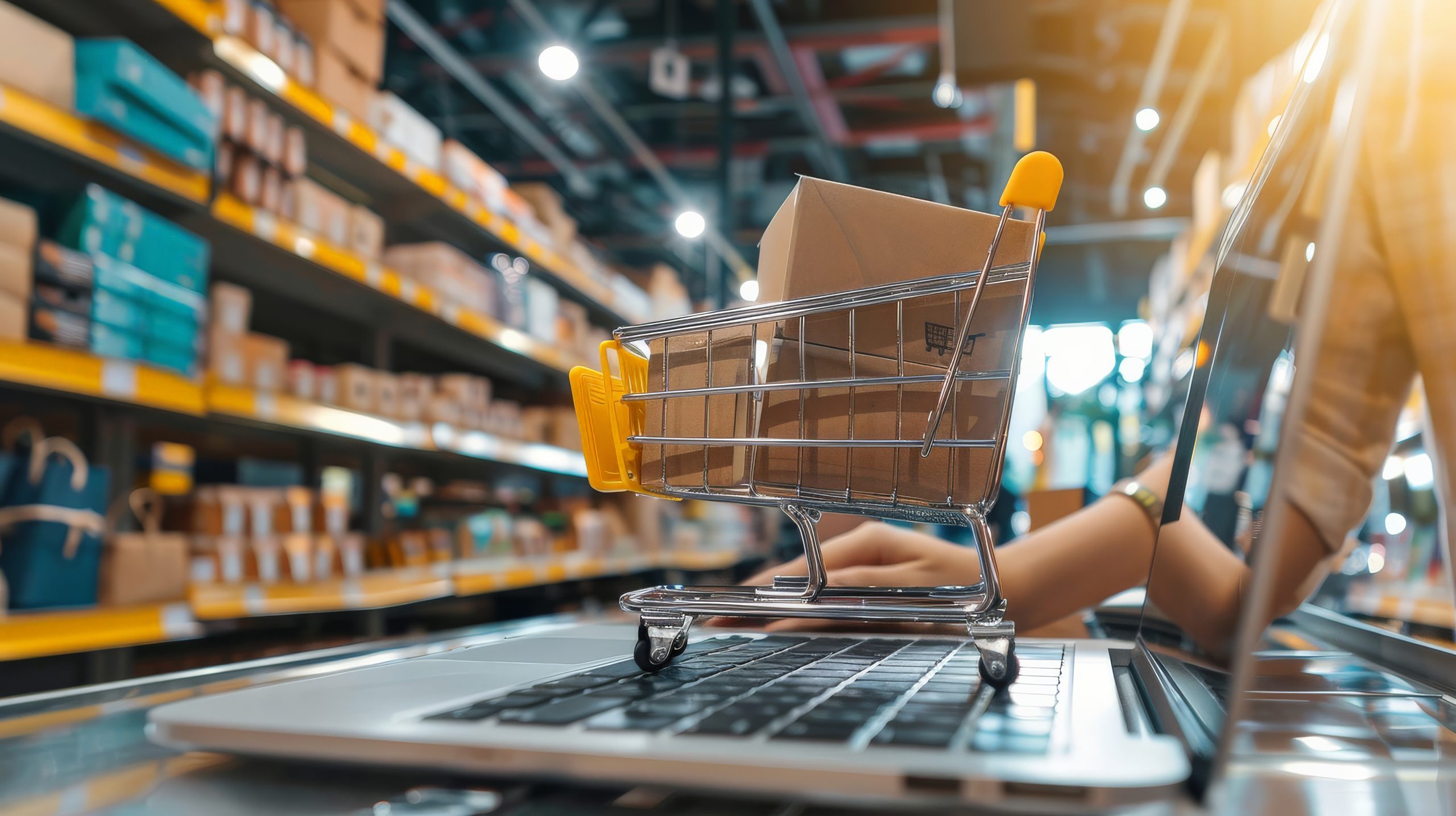 Person setting up an online store, uploading products on a laptop Person setting up an online store, uploading products on a laptop